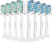 SuitShine Replacement Toothbrush Heads Compatible with Philips Sonicare and More Click-on Handles 8 Pack White
