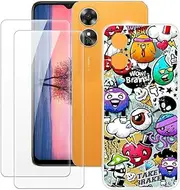 [MILEGAO] Oppo A17 Case + 2PCS Screen Protector Tempered Glass, Ultra Thin Bumper Shockproof Soft TPU Silicone Cover Case for Oppo A17K (6.56”)