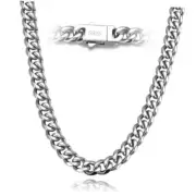 7mm Miami Cuban Link Chain Necklace for Men And Width 7mm Length 24 Inches