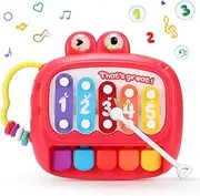 Baby Piano Toy 6 to 12 Months Dinosaur Toys Toddler Musical Toys for Girls Aged 1-2 Early Learning Educational Piano Keyboard Infant Toys Baby Gifts for Boy Girl 1 2 3 4 Years Olds(Red)