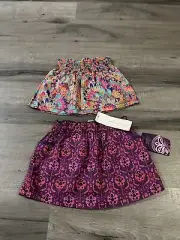 (2) PEEK Little Peanut 3-6m & 6-12m multi color skirts birds purple pink floral