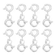 8 Pcs Double Spring Clasp, 6mm/0.24" 925 Silver Spring Ring Clasps, Silver Tone