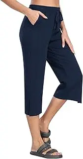 [MoFiz] Women's Capri Pants Wide Leg Plus Size Lightweight Quick Dry Hiking Pants Casual Loose Sweatpants Athletic Walking Yoga