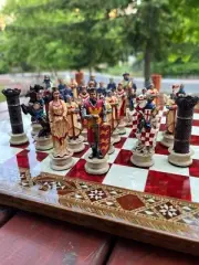 Handmade Luxury Crusaders Chess Set – Resin Epoxy Figures & Walnut Wood Board