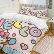 v455 Hello Kitty 3-Piece Twin Bed Set - Includes 1 Single Comforter And 2 Pillowcases Bedding - Fade Resistant Microfiber - Hello Kitty io455
