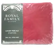 Vtg Cannon Royal Family Fitted Sheet Full Size Burgundy Luxury Percale NOS