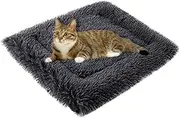 CAPT.SNOOZE Dog Bed Mat Dog Crate Pad, Soft Fulffy Plush Pet Bed for Medium Large Dogs, Dog Bed Pad Reversible (Cool & Warm), Machine Washable Pet Mattress, Dark Grey, L