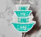 Amish Butterprint Nesting Bowls Inspired by Pyrex Vintage Badge Reel ID Holder