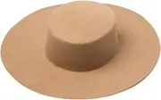 [FONSMAY] Wide Brim Felt Fedora Hat Flat Top Boater Hats for Women Ribbon Lace Up Cap Chin Strap Fashion Wool Caps