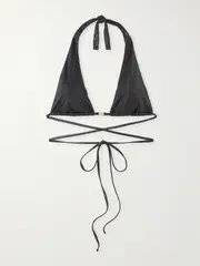 [Versace] Versace - Brinata Embellished Stretch-lamé Triangle Bikini Top - Black - 3 3 Black