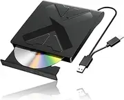 External Blu Ray Drive, USB 3.0 and Type-C Blu Ray Burner Portable Blu Ray DVD/CD/BD Player, 3D Optical Bluray Drive Compatible with Windows XP/7/8/10/11 Macos for MacBook Laptop Desktop