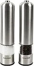 Salter 7722 SSTURA Electric Salt & Pepper Grinder Set - BPA-Free, Spice Mills, One Handed Operation, Battery Powered, 60g Salt Crystals/30g Peppercorns, Brushed Stainless Steel, for Arthritis Hands