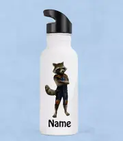 ROCKET Raccoon Personalised Kids Water Drink Bottle Stainless Steel 600ml