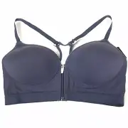 Versace 19-69 Sport Bra XL Abbigliamento Sportivo SSR Front Zip Racer Back Gray