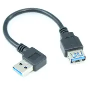 7INCH LEFT-Facing ANGLED USB 3.0 Male to USB 3.0 Female Cable Black