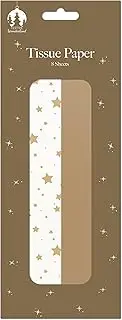 Tallon Pack of 8 Christmas Tissue Paper Sheets – Plain Gold and Gold Stars - Perfect for Presents and Gifts for Christmas, 70x50cm