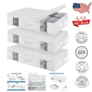 Large PEVA Underbed Storage Bins - 3 Pack of Minimalist Foldable Containers