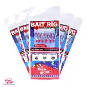 5pks Size 4 Fish WOW! Sabiki Rig w/ 6 Red hooks Mylar Skin Glow beads Piscatore