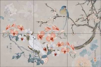 Asian Bird Tile Backsplash Andrea Haase Art Ceramic Mural OB-HAA1387a
