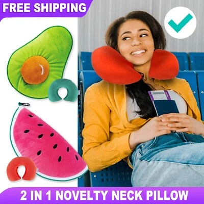 Travel Pillow 2-Way Reversible Sleep Bean Filled Soft Neck Support Microfibre