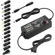 Universal AC to DC Adapter 48W Adjustable Voltage 3-24V 3A with LCD Display 14 Tips Polarity Converter Best for Househol
