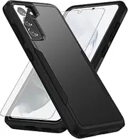 [Asuwish] Phone Case for Samsung Galaxy S21 5G 6.2 inch with Tempered Glass Screen Protector Cover and Slim Thin Hybrid Full Body Protective Dual Layer Back Cell Accessories S 21 21S G5 Women Men Black