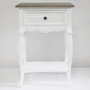 Bedside Table 1 Drawer - Brown Top