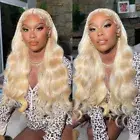 613 HD Lace Frontal Wig 13x4 30 32 34 36 Inch Body Wave Lace Front Wig Blonde