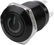 RAYESS 12mm Waterproof Oxidized Black Metal Button Switch with LED Lamp Momentary Latching PC Power Switch 3V 5V 6V 12V 24V 220V