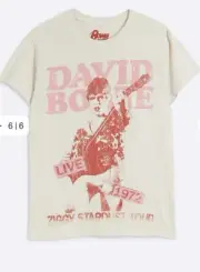 River Island Ladies David Bowie 1972 Tour T Shirt Size 8 RRP £26 BNWT
