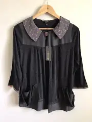 GABRIELLA FRATTINI 3/4 Sleeve Acrylic Wool Blend Cardigan Size 8 NEW WITH TAGS