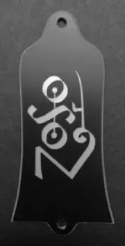 GUITAR TRUSS ROD COVER - Engraved GIBSON USA - JIMMY PAGE ZOSO BLACK SILVER