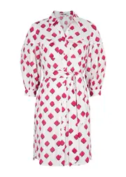 Diane Von Furstenberg Paige Printed Cotton Mini Dress - Ivory - 14 14