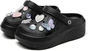 [ELIOGN] Women's Gardener Platform Clogs Slippers Lightweight Mules Slip On Slides Shoes Garden Shoes, Black 11, 11 AU