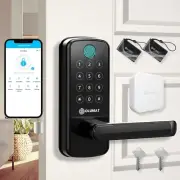 Smart Door Lock with WiFi Gateway, Keyless Entry Door Lock with Handle - Smar...