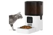 Automatic Cat Feeder, 6L Pet Dry Food Dispenser with Stainless Steel Bowl & Safety Lock, Timed Cats/Dogs Feeder Dual Power Supply