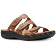 Clarks Womens Laurieann Ayla Leather Cut-Out Slide Sandals Shoes BHFO 6849