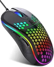 JYCSTE Wired Gaming Mouse, RGB Backlight and 7200 Adjustable DPI, Ergonomic and Lightweight USB Computer Mouse with High Precision Sensor for Windows PC & Laptop Gamers (Black)