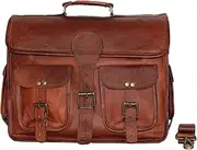 [jaald] 15" leather messenger bag laptop case office briefcase men computer distressed shoulder bag