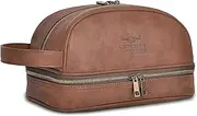 [Vetelli] Leather Toiletry Bag For Men (Dopp Kit) with free Travel Bottles.