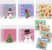 PQCLXUYA 5 Styles Christmas Cellophane Treat Bags,100pcs Snowman Christmas tree elk Santa Claus Clear Gifts Plastic Bags,Xmas Candy Goody Snacks Cookies Gift Bag,For Holiday Christmas Party Favors