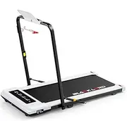 BLACK LORD Folding Walking Pad Treadmill with Handle and Display, Under Desk Running Machine with 3.3HP Motor, Speaker and Wireless Control, GS4-H Series, White