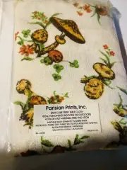 Vintage TERRY CLOTH Tablecloth MUSHROOMS Square 52x52 Excellent Parisian Prints