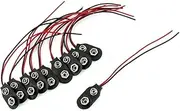 TEHAUX 10Pcs Black I Type Battery Clip Connector with Cable Durable Clips for Powering LEDs Devices for DIY Projects