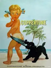 Coppertone Vintage Ad Iron On Transfer - T-Shirt + Light & Dark Color Fabrics #1