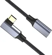 Right Angle USB C Extension Cable, tunghey USB C to USB C Male to Female, Type C Extender Cord USB3.1 Gen2 100W Fast Charging 10Gbps Transfer Compatibility with Laptop Tablet Mobile Phone (1M)