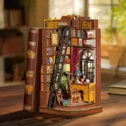 Rolife DIY Silent Corner Study DIY Book Nook Shelf Bookshelf Insert Miniature