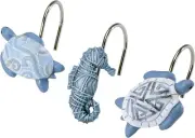 Avanti Home ~ Caicos Collection ~Sea Turtles,Seahorse 12pc. Shower Curtain Hooks