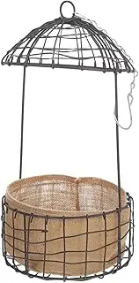 GANAZONO Rustic Birdcage Hanging Basket Planter Metal Wire Basket with Liner for Plants for Garden Decoration Gifting