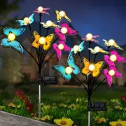 2Pcs Solar Butterfly Decorative Lights Solar Powered Stake Lights -Warm White